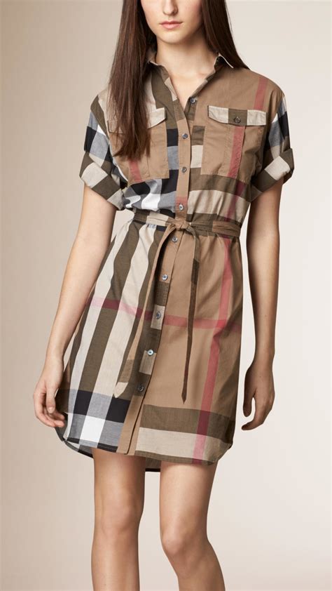 burberry check cotton box fit shirt dress|Burberry Check button up shirt.